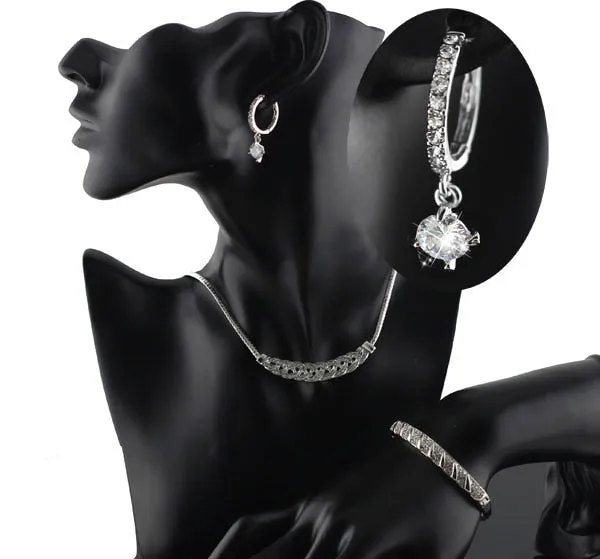 Rhinestone Twist Necklace, Bracelet & Earrings Fashion Jewelry Set