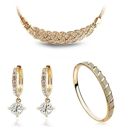 Rhinestone Twist Necklace, Bracelet & Earrings Fashion Jewelry Set