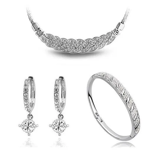 Rhinestone Twist Necklace, Bracelet & Earrings Fashion Jewelry Set