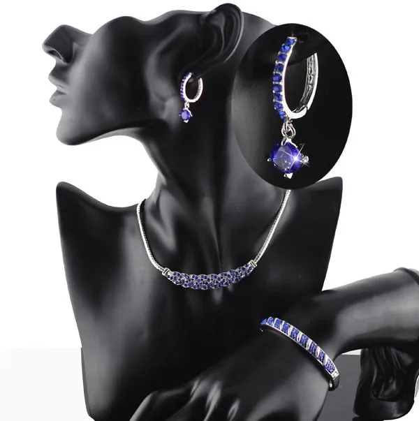 Rhinestone Twist Necklace, Bracelet & Earrings Fashion Jewelry Set