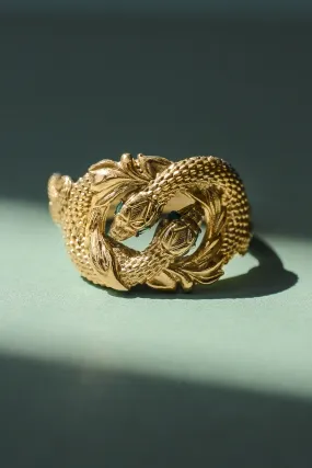 Ring of Barahir, two snakes statement ring