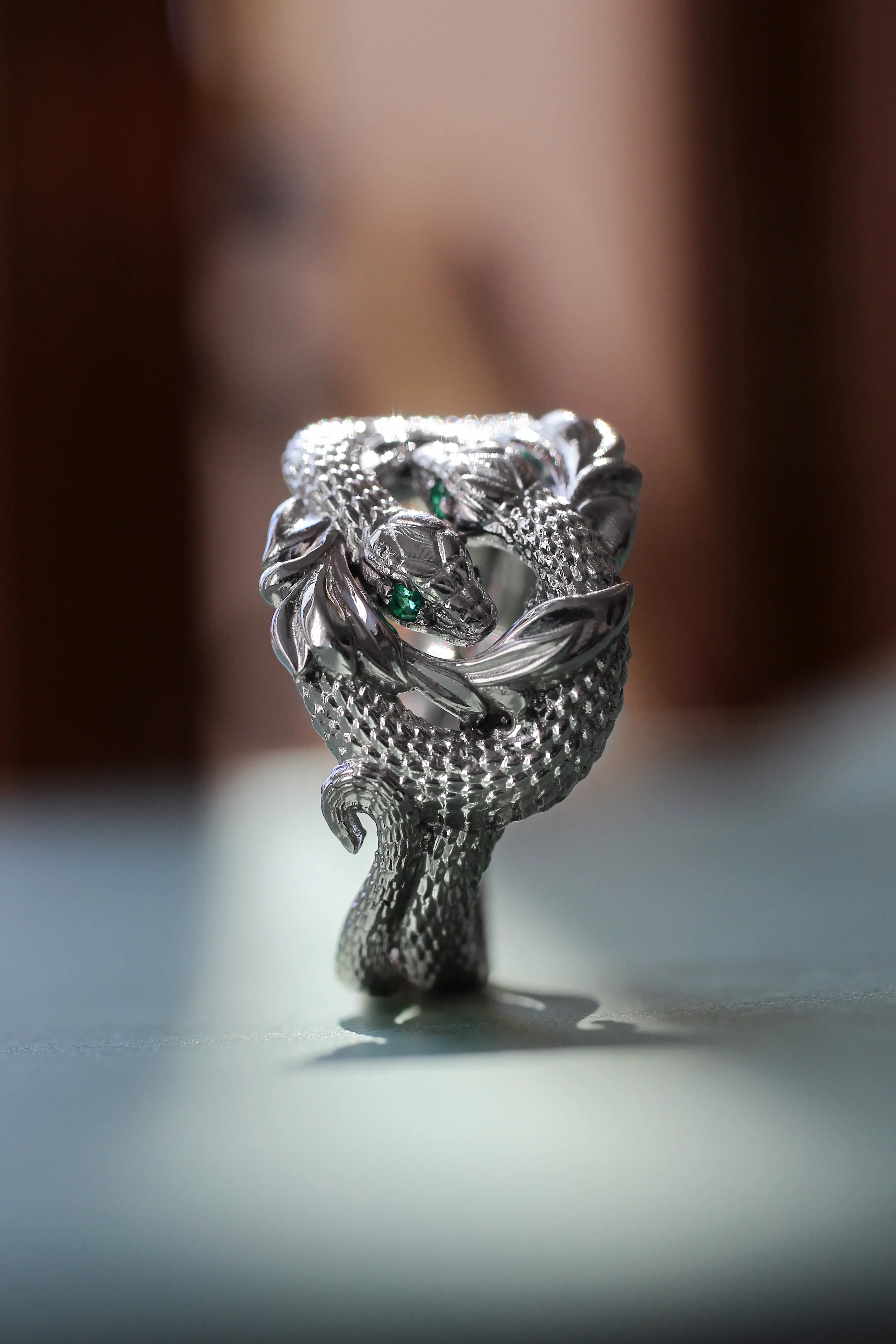 Ring of Barahir, two snakes statement ring