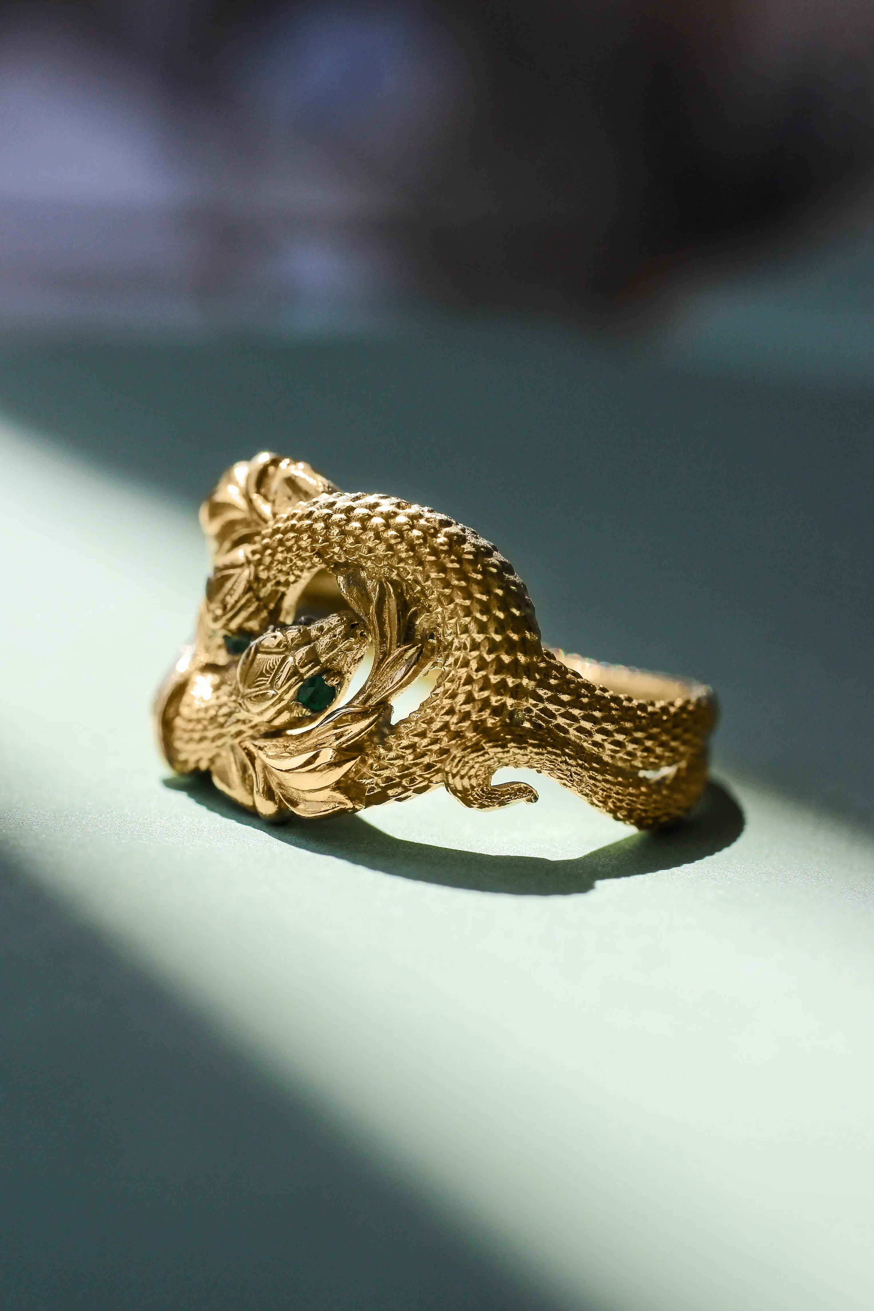 Ring of Barahir, two snakes statement ring