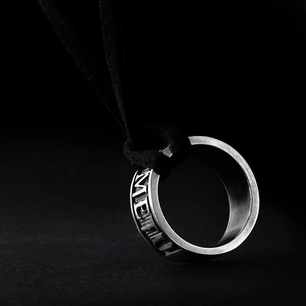 Ring Pendant Necklace 'Without Hope Without Fear' Men's Engrave Jewelry