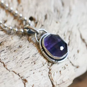 Rose Cut Rainbow Fluorite Pendant - Silversmith - Purple and Green Fluorite Pendant