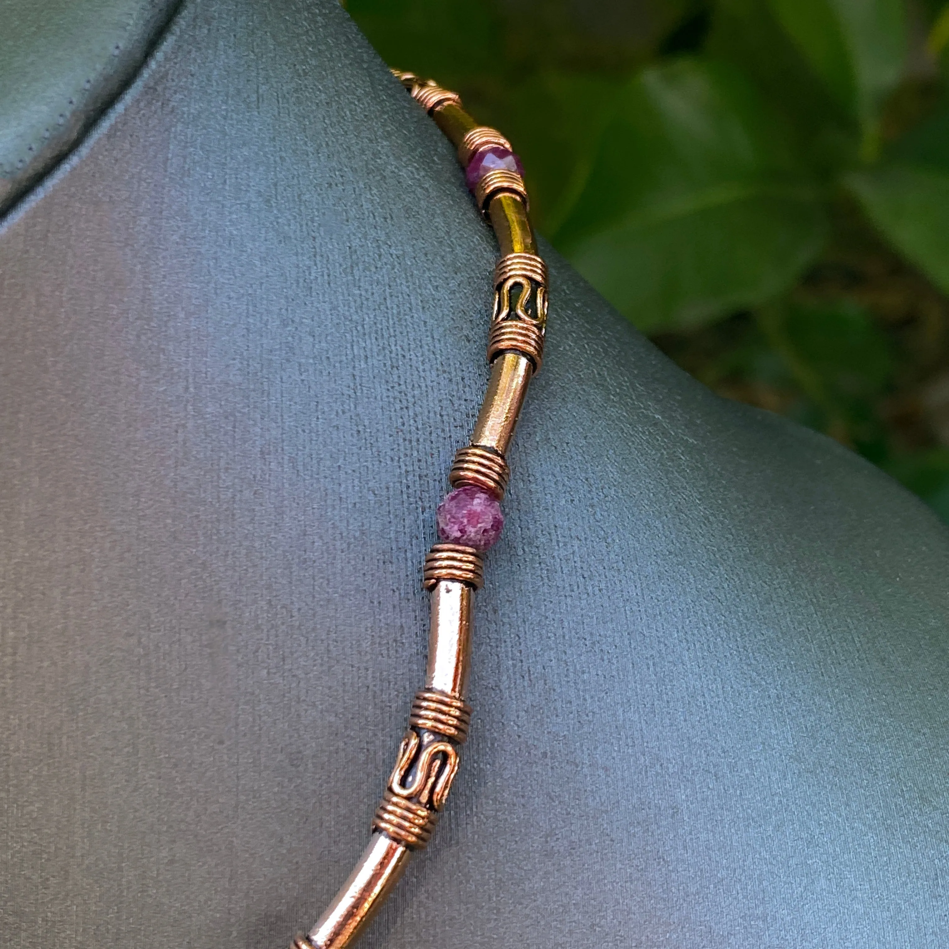 Ruby gemstone and Copper Necklace