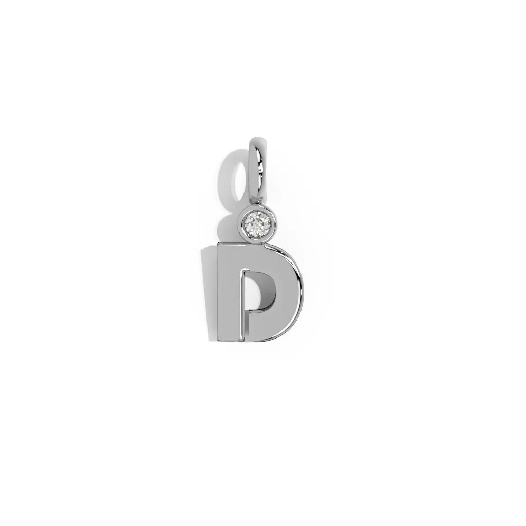 Silver Smooth Charm Letter Pendant - Circle