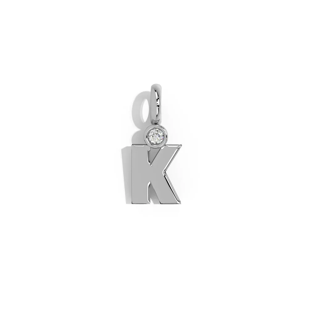 Silver Smooth Charm Letter Pendant - Circle