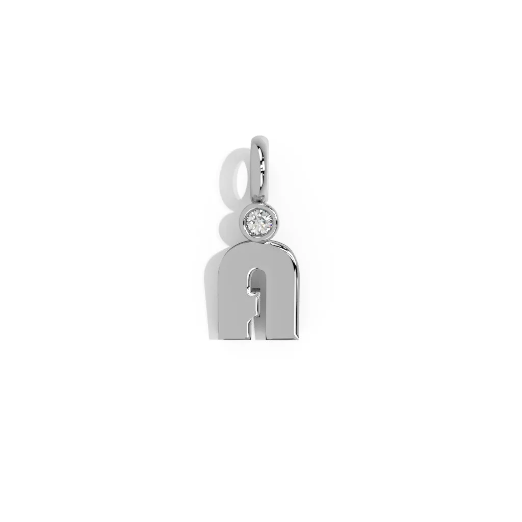 Silver Smooth Charm Letter Pendant - Circle