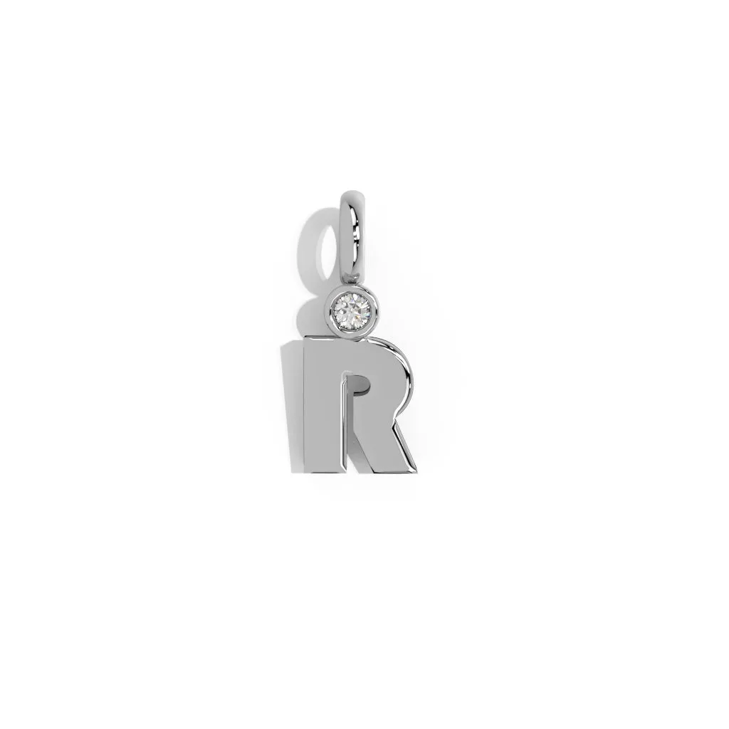 Silver Smooth Charm Letter Pendant - Circle