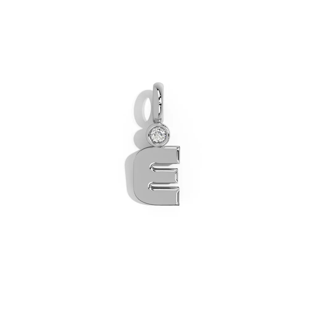 Silver Smooth Charm Letter Pendant - Circle