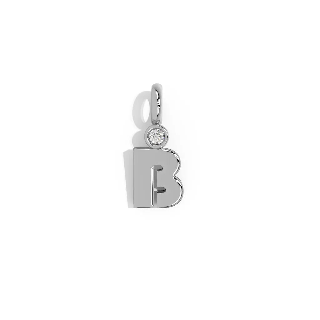 Silver Smooth Charm Letter Pendant - Circle