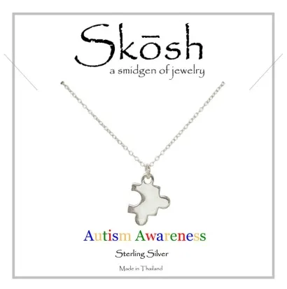 Skosh Silver Autism Awareness Puzzle Necklace