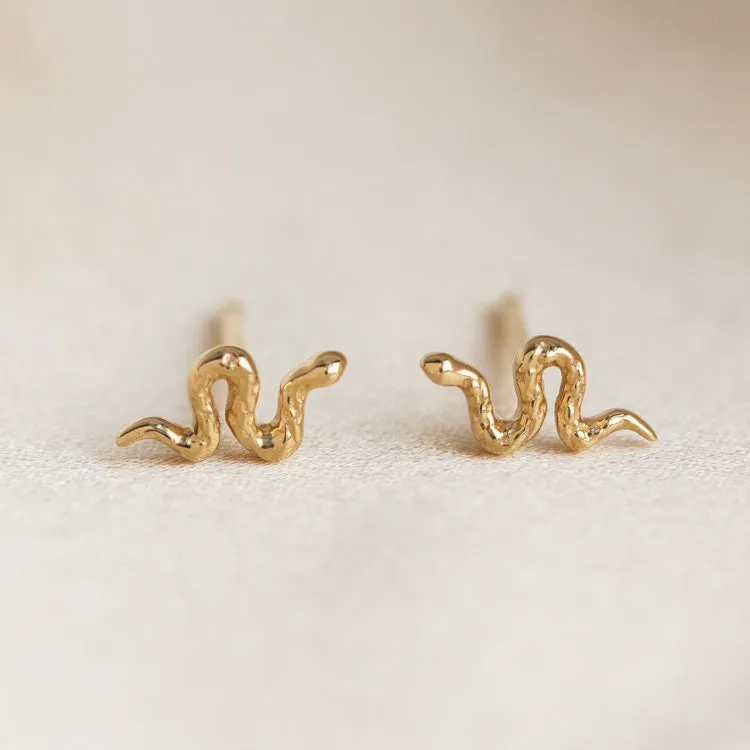 Solid Gold Slither Snake Studs