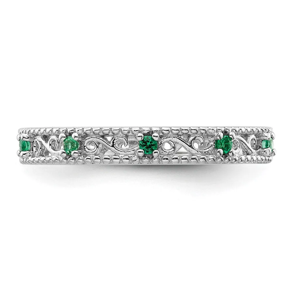 Stackable Expressions Created Emerald Ring in Sterling Silver