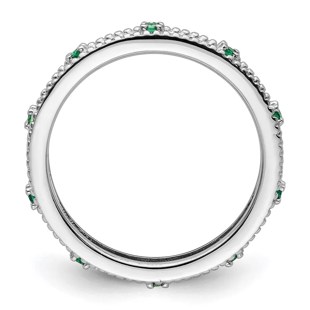 Stackable Expressions Created Emerald Ring in Sterling Silver