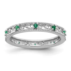 Stackable Expressions Created Emerald Ring in Sterling Silver