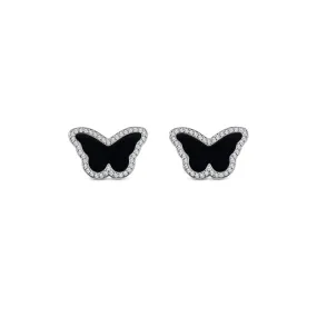 Sterling Silver Onyx Butterfly Earrings