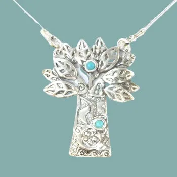 Sterling Silver Tree of Life Necklace for woman with Opals / turquoises / garnets