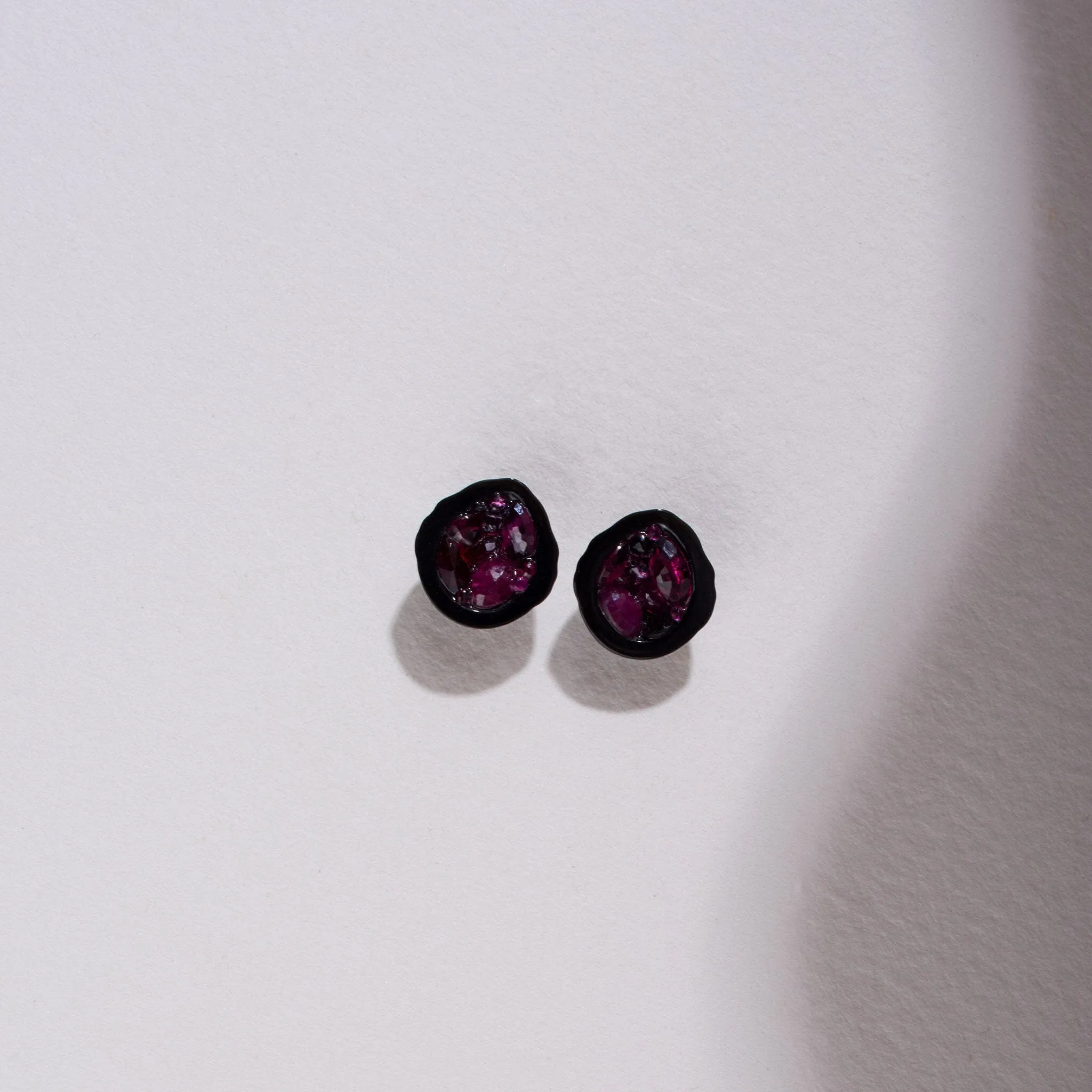 Tahitian Pearl Geode Stud Earrings with Ruby