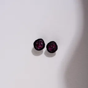 Tahitian Pearl Geode Stud Earrings with Ruby