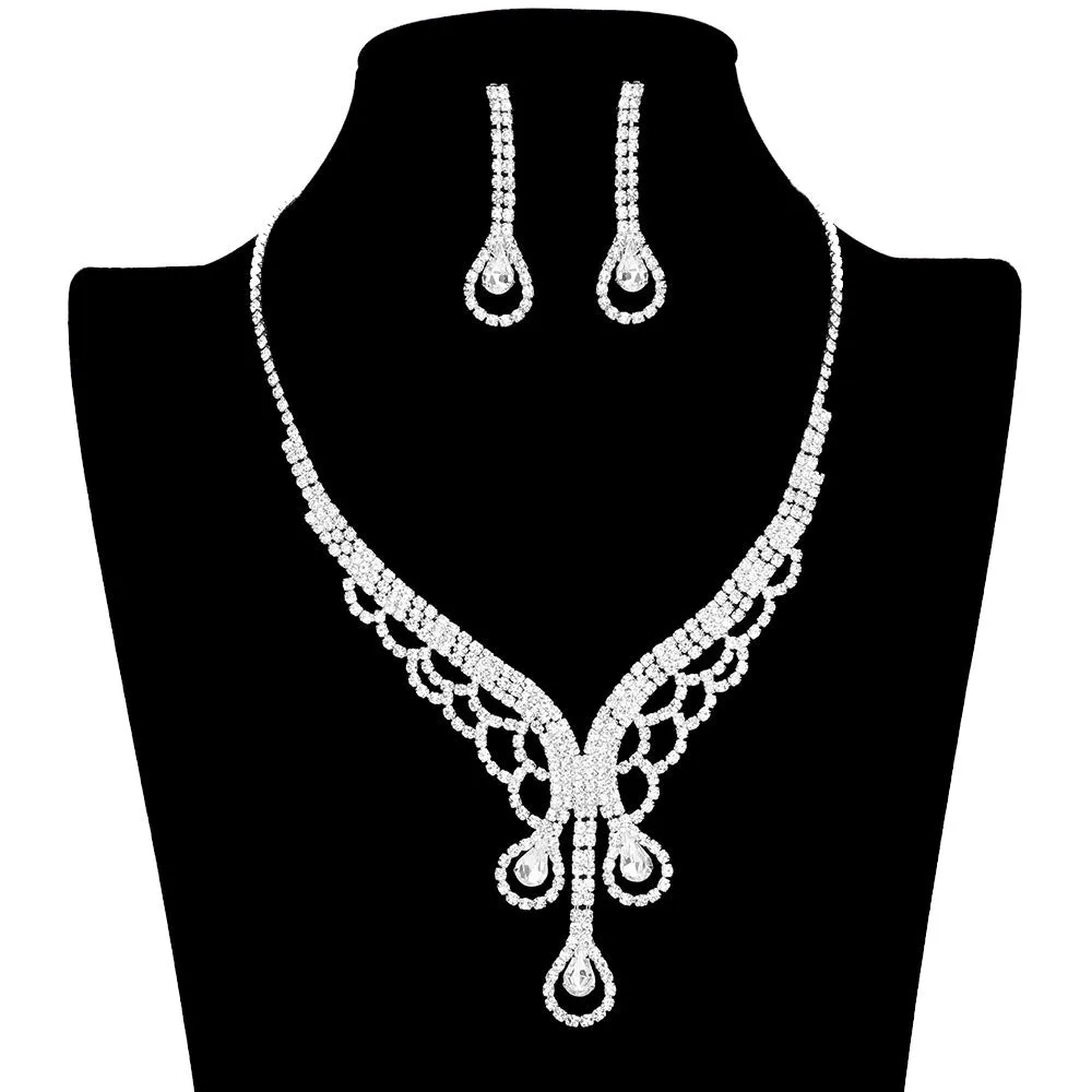 Teardrop Stone Accented Rhinestone Jewelry Set