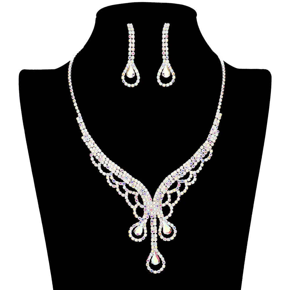 Teardrop Stone Accented Rhinestone Jewelry Set