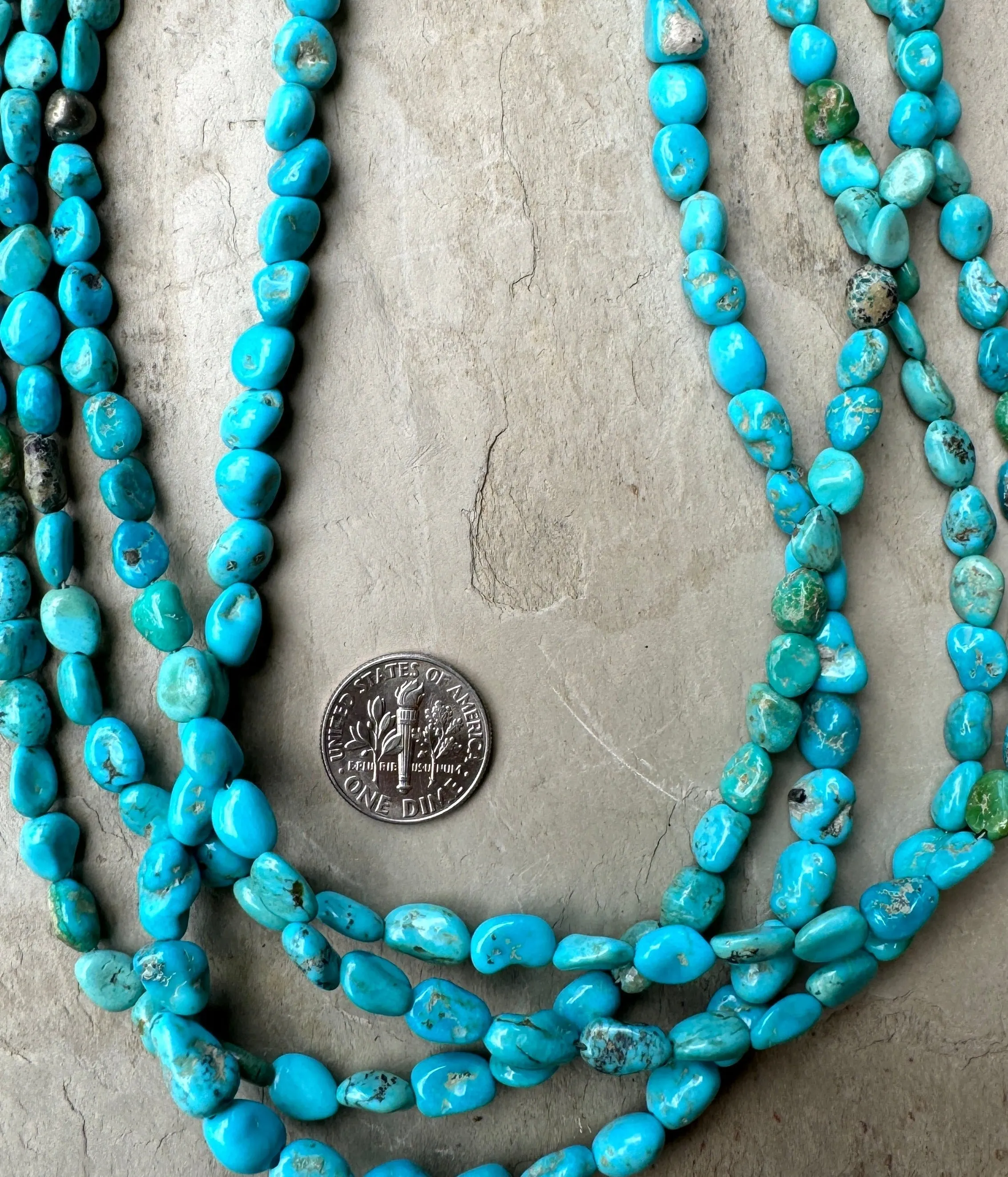 Turquoise Mountain Turquoise (Arizona) 5-9mm Graduated Nugget Beads, 16 inch strands