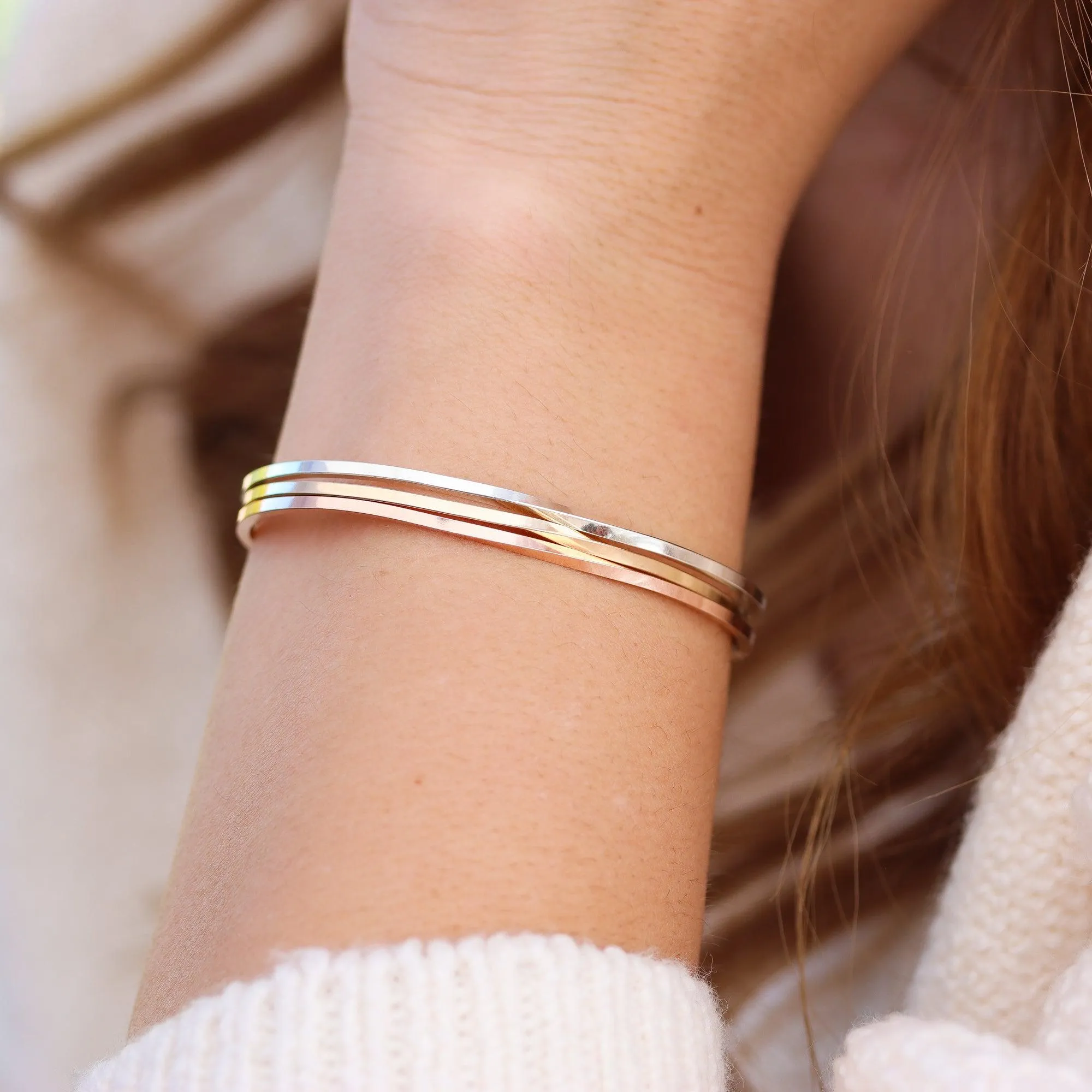 Twisted 10K Gold Cuff Bracelet