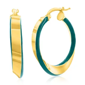 Twisted Circle Earrings - Green