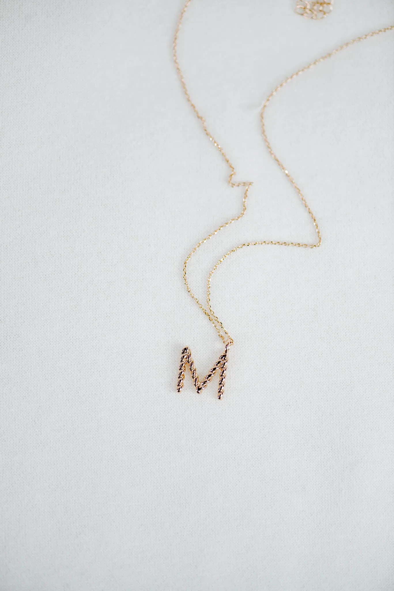 Twisted Rope Metal Charm Initial Necklace