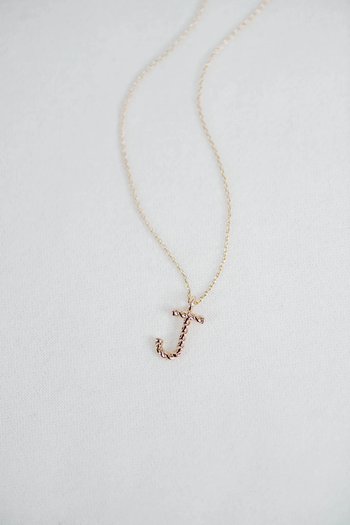 Twisted Rope Metal Charm Initial Necklace