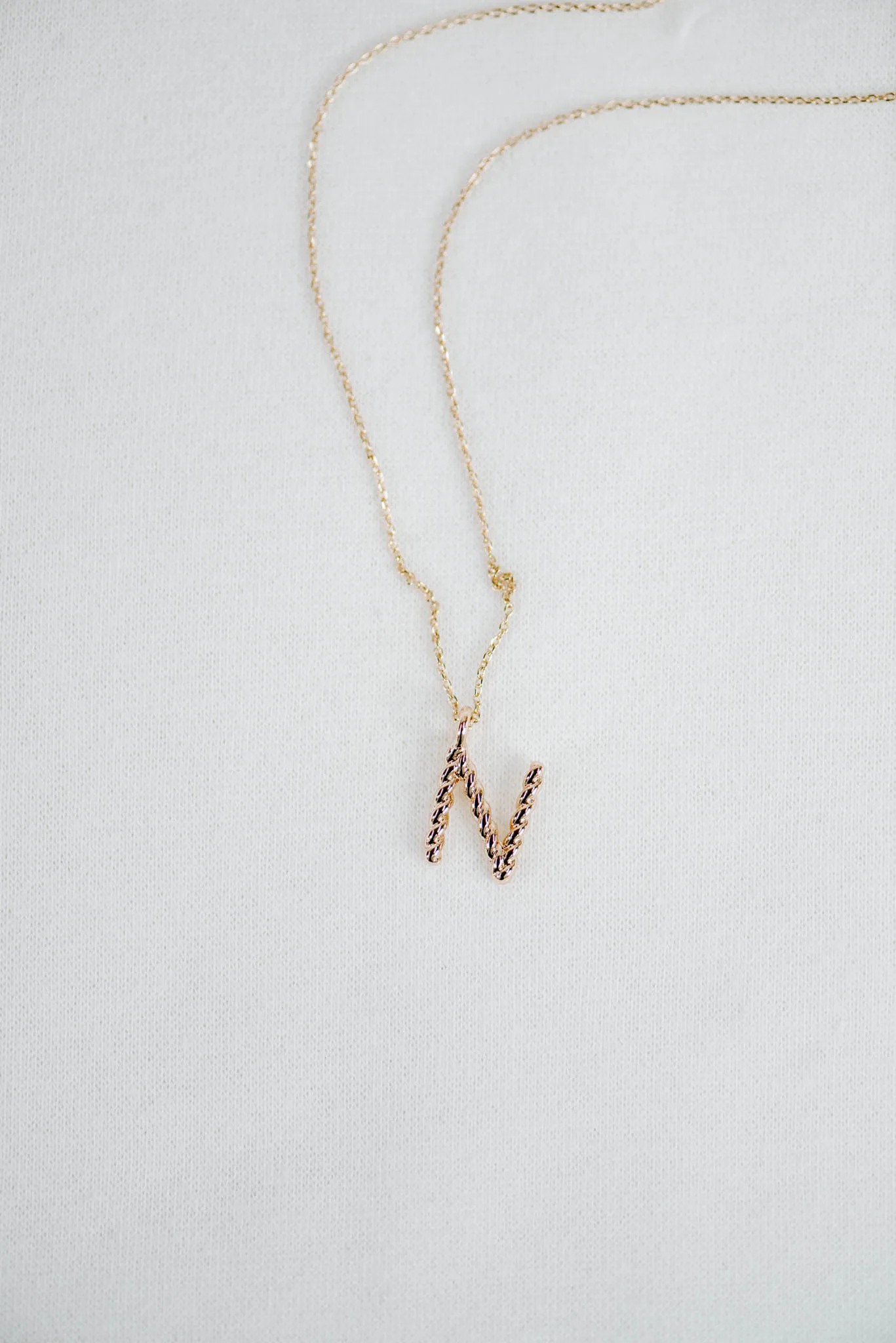 Twisted Rope Metal Charm Initial Necklace