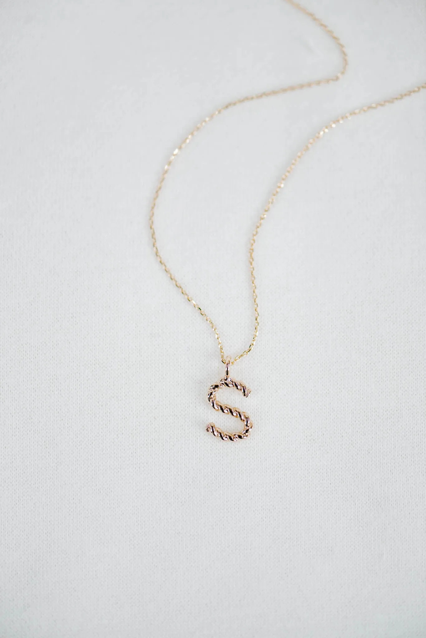 Twisted Rope Metal Charm Initial Necklace