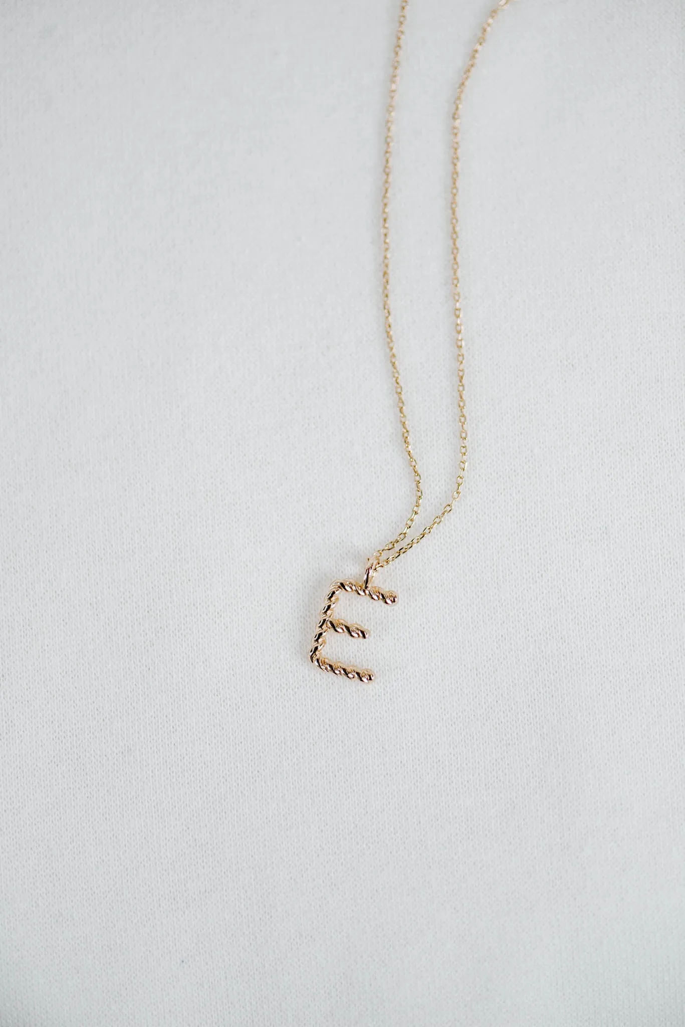 Twisted Rope Metal Charm Initial Necklace