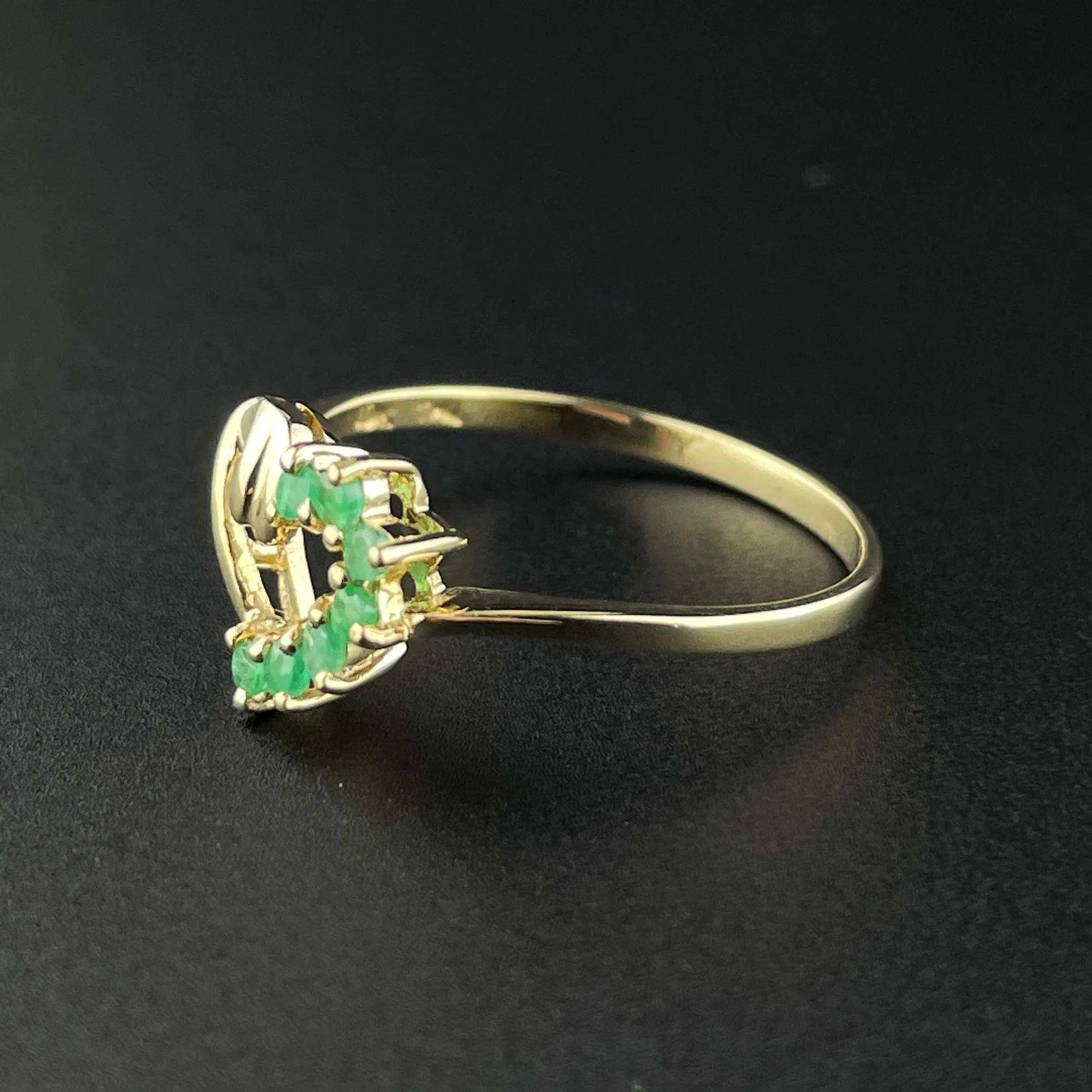 Vintage 10K Gold Emerald Heart Sweetheart Ring, Sz 7.5