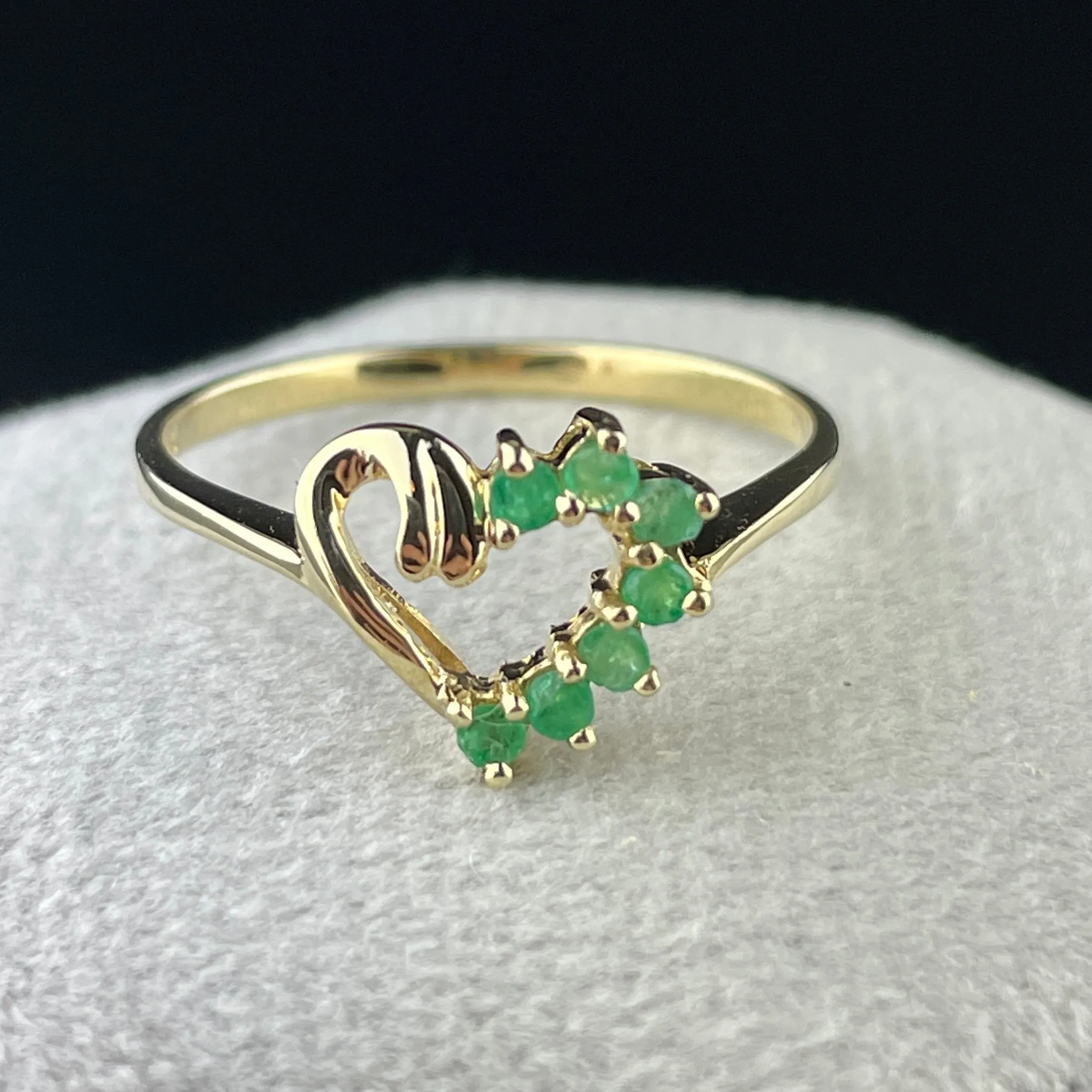 Vintage 10K Gold Emerald Heart Sweetheart Ring, Sz 7.5