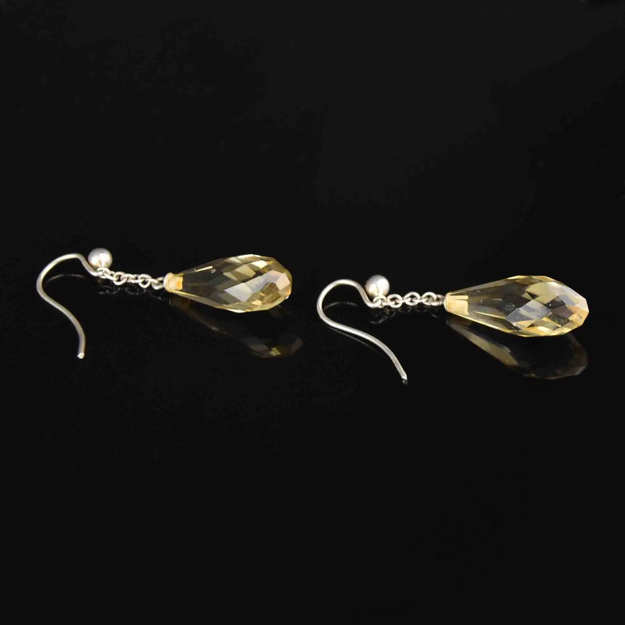 Vintage Art Deco Style Citrine Drop Earrings