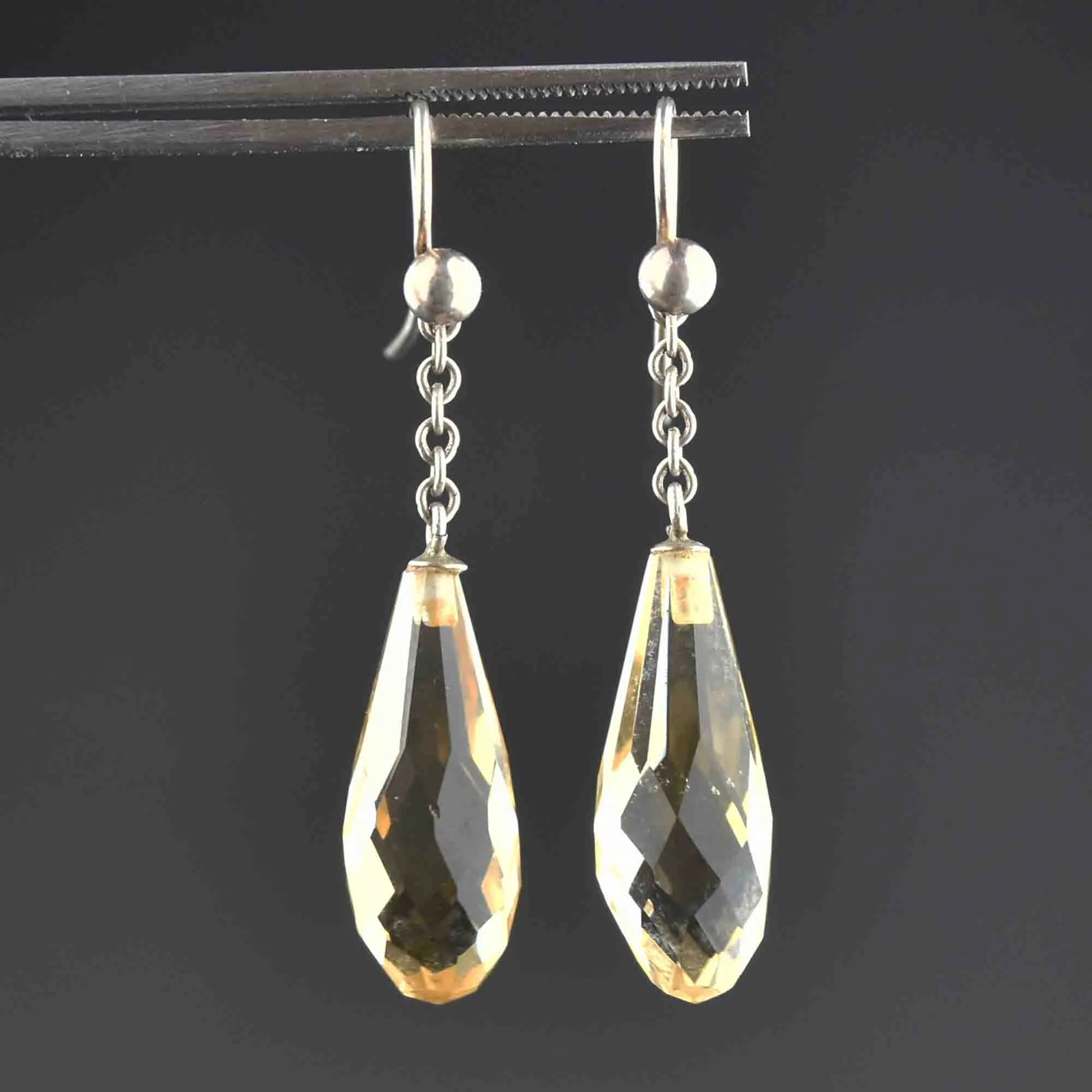 Vintage Art Deco Style Citrine Drop Earrings