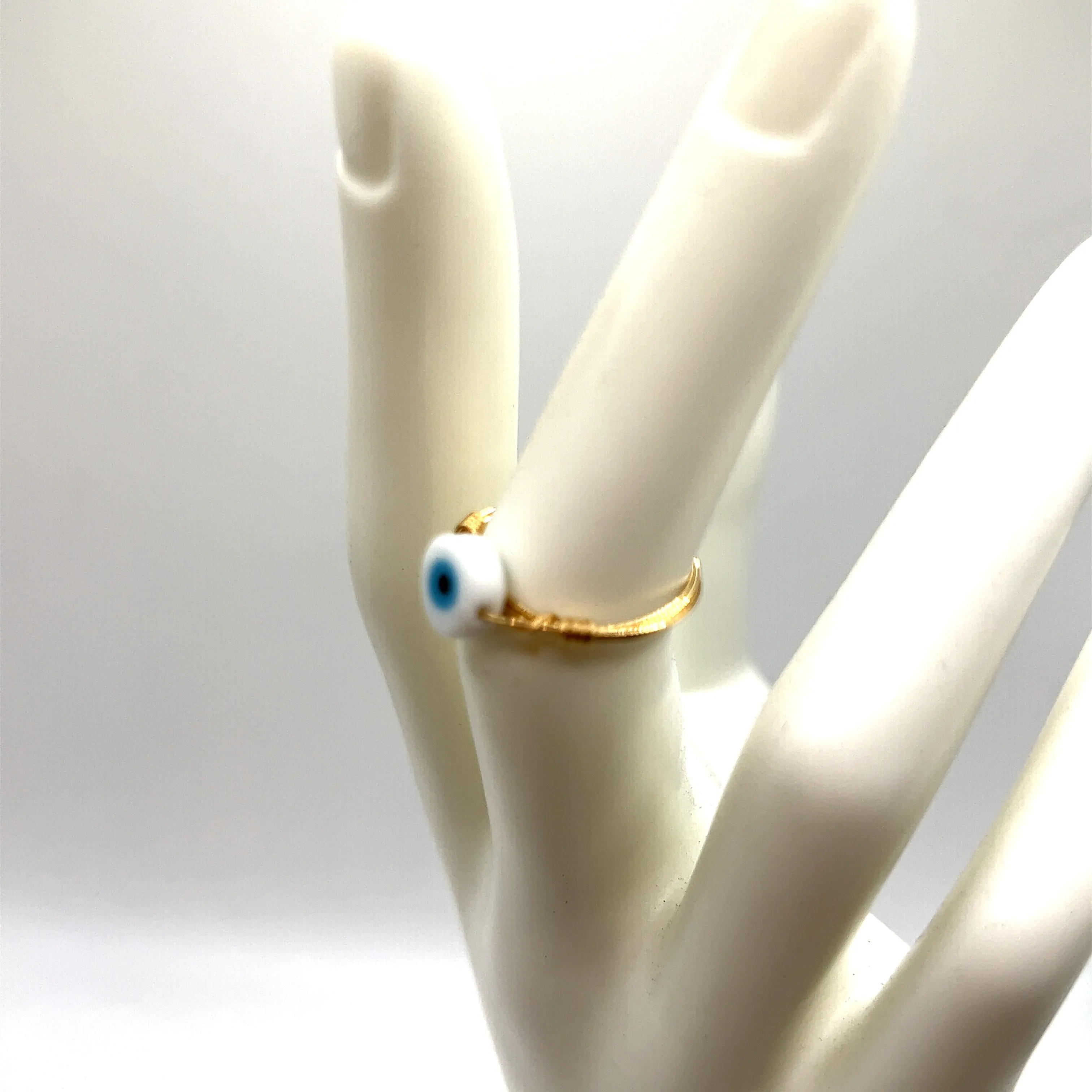 White Evil Eye Gold-Fill Ring