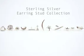 Wholesale 1 pair Sterling Silver Post Stud Earrings, Crescent Moon, Heart, Star, Ear Crawler, Bar, Arrow, Shell, Leaflet, Lotus Flower,Tree of Life