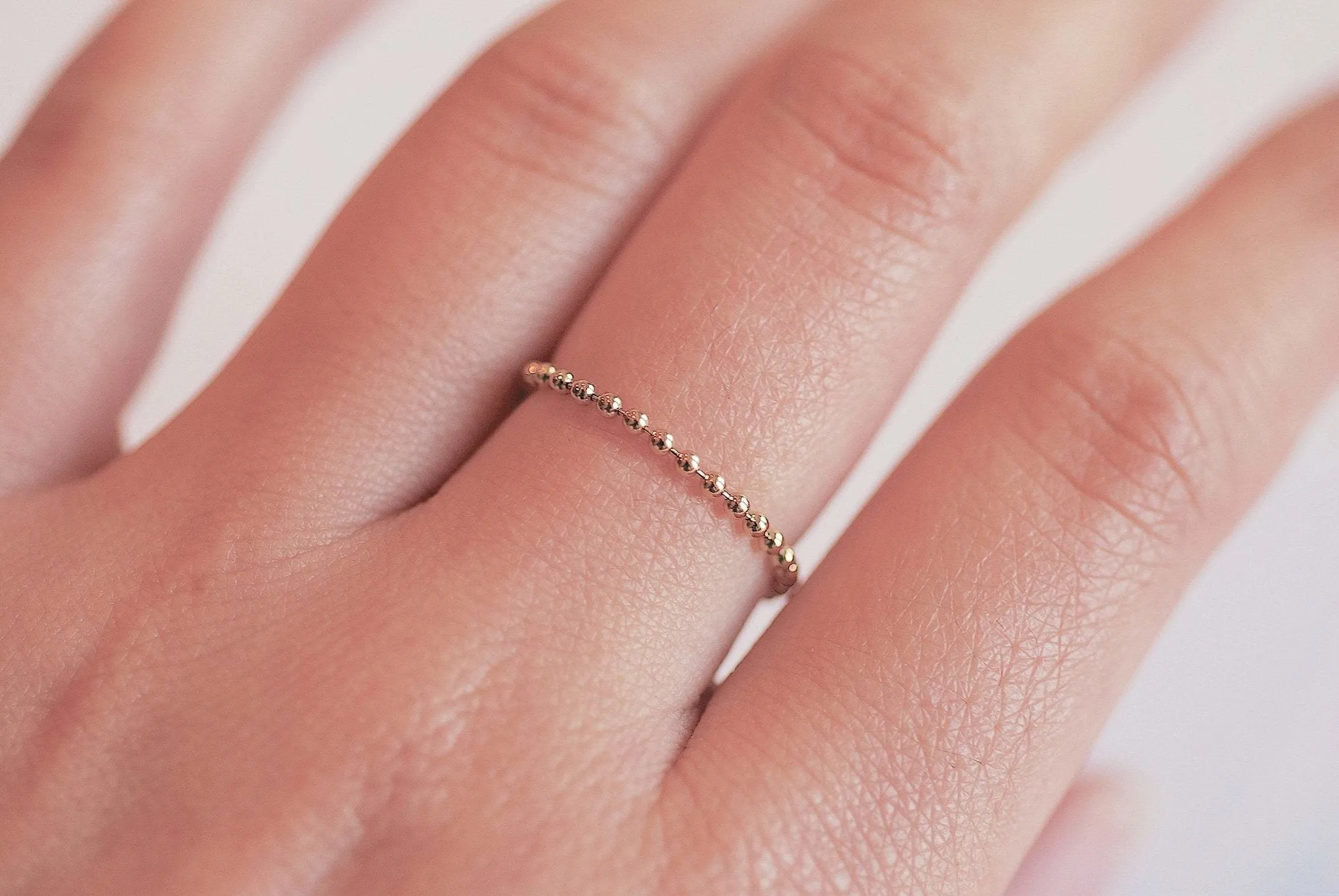 Wholesale 14k Gold Filled Beaded Ring, Bead Gold Filled Ring, Minimal Beaded Gold Ring, Stacking Ring, Midi Gold Filled Ring, Beaded Chain Ring [7]