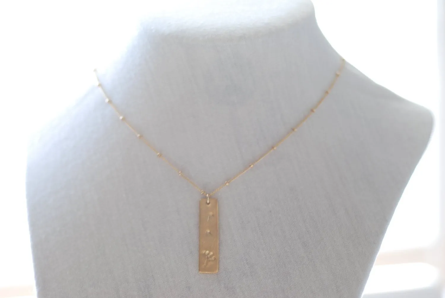 Wholesale Gold Dandelion Necklace- Make a wish, Gold Bar Necklace, Minimalist Necklace