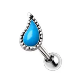 WILDKLASS 316L Stainless Steel Aqua Teardrop Cartilage Earring