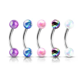 WILDKLASS 5 Pcs Value Pack Metallic AB Coating Balls 316L Surgical Steel Curved Barbells, Eyebrow Rings