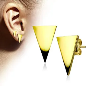 WildKlass Pair of Plain Hand Polished Triangle 316L Stainless Steel Earring Studs