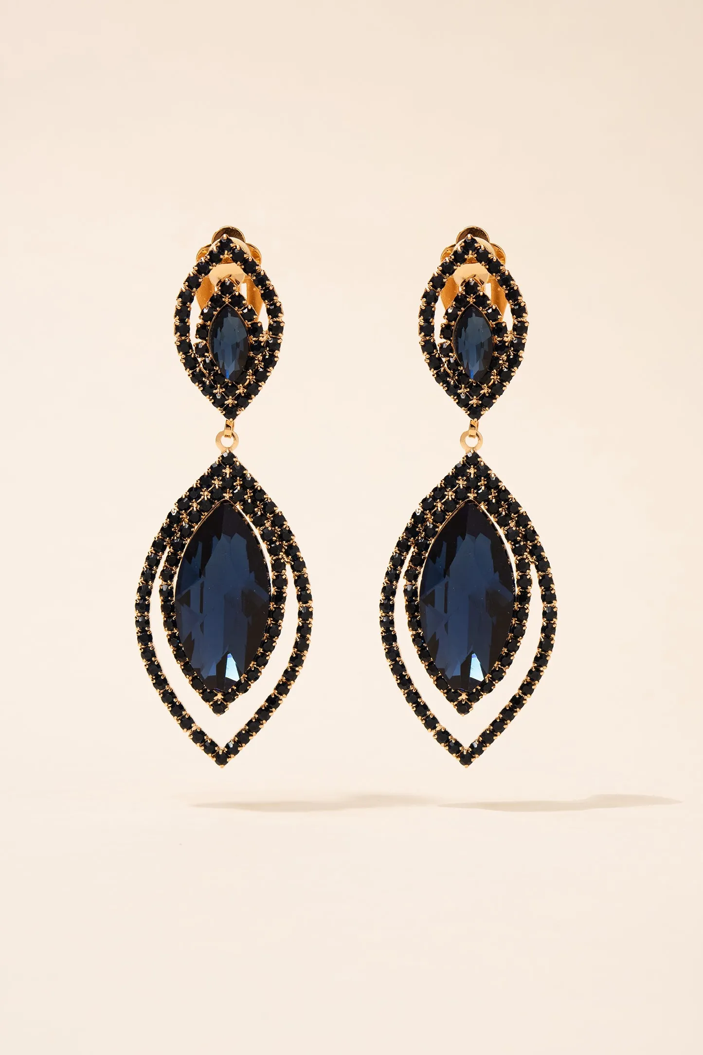 Zara Double Halo Teardrop Clip-on Earrings