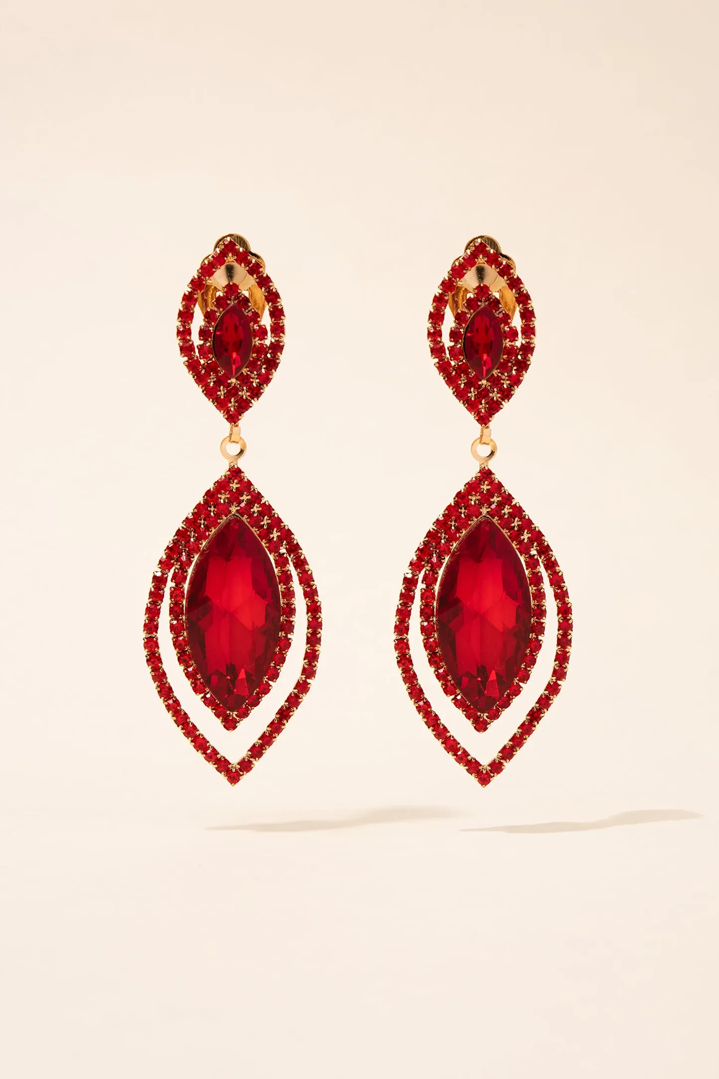 Zara Double Halo Teardrop Clip-on Earrings