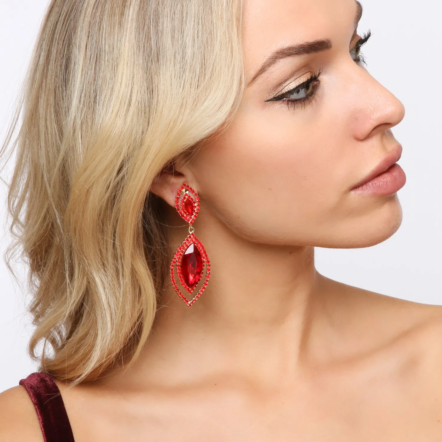 Zara Double Halo Teardrop Clip-on Earrings