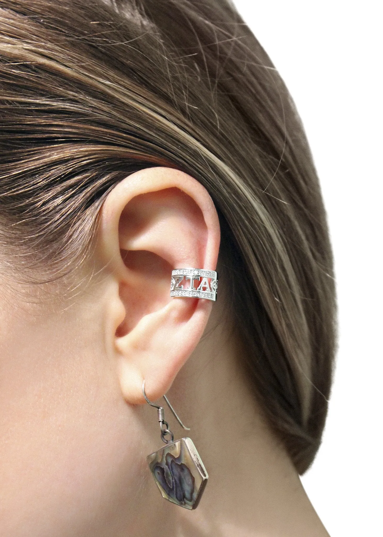 Zeta Tau Alpha Sterling Silver Ear Cuff with CZs